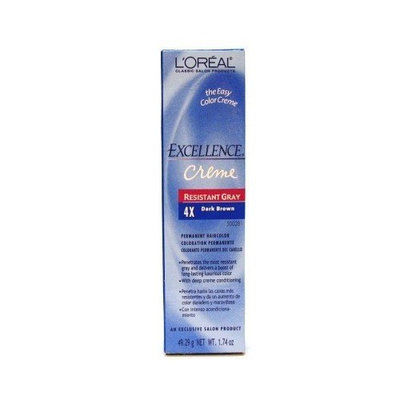 L'Oreal Excellence Creme Resistant # 4X Dark Brown 1.74 oz. (3-Pack) with Free Nail File