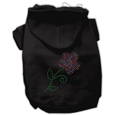 Mirage Pet Products Multi-Colored Flower Rhinestone Hoodie, Black, X-Large/Size 16
