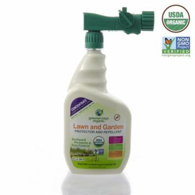 Greenerways Organic Insecticide, Backyard Insect Repellent, Natural Insect Killer Concentrate, USDA Organic, Non-GMO, Non Toxic, Insect Repellant, Outdoor Bug Spray, Mosquito Repellent - 32oz Sprayer