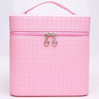 Portable Makeup Train Case Travel Cosmetic Bag Professional Makeup Organizer for Women (Pink)