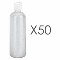 MoYo Natural Labs 16 oz Travel Containers, Empty Shampoo Bottle with Disc Caps, BPA Free HDPE Plastic Squeezable Toiletry/Cosmetics Bottle (50, Translucent White)