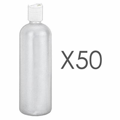 MoYo Natural Labs 16 oz Travel Containers, Empty Shampoo Bottle with Disc Caps, BPA Free HDPE Plastic Squeezable Toiletry/Cosmetics Bottle (50, Translucent White)