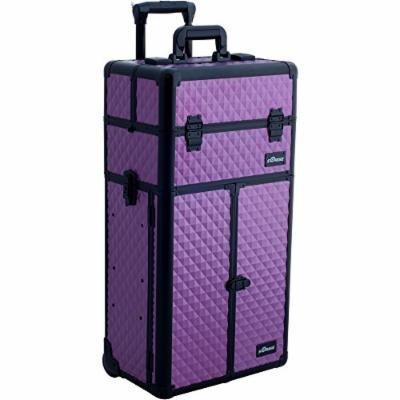 Sunrise Romite 2-In-1 Rolling Makeup Case Professional Nail Travel Organizer Box, Purple Diamond, 22 Pound