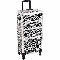 Sunrise Amerigo 2-In-1 Rolling Makeup Case Professional Nail Travel Organizer Box, Zebra, 19 Pound