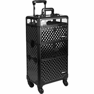 Sunrise Centani 2-In-1 Rolling Makeup Case Professional Nail Travel Organizer Box, Black Diamond, 22 Pound