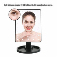 Qiilu 22 LED Lights Makeup Mirror Touch Screen Lighted Rotatable Tabletop Cosmetic Mirror with Detachable 10X Magnification Spot Mirror Batteries not Included Gift for Women