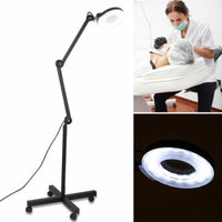Beauty LED Magnifier Lamp Adjustable 5x Magnifying Rolling Floor Stand Magnifying Light For Salon Facial Spa Skincare Cosmetic Makeup Tattoo Manicure Magnifying Lamp