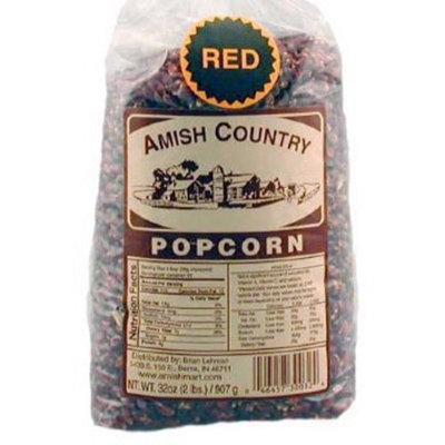 Amish Country Popcorn - Red Popcorn 1 Lb Bag - with Recipe Guide - Old Fashioned, Non GMO, Gluten Free - 1 Year Freshness Guarantee