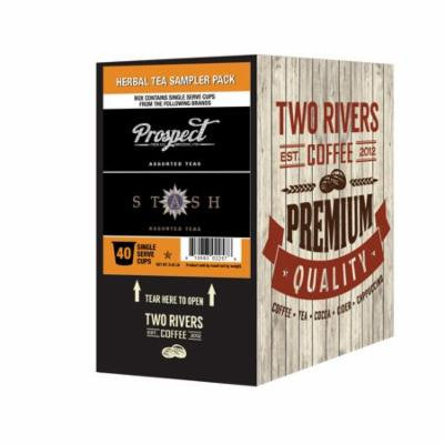 Two Rivers Coffee, Herbal Tea Sampler, 40 Count Kcups