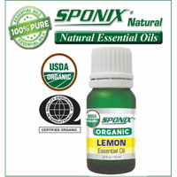 Lemon Essential Oil - USDA Certified Organic - 10 mL by Sponix - High Quality and Therapeutic Grade - 100% Pure & Natural