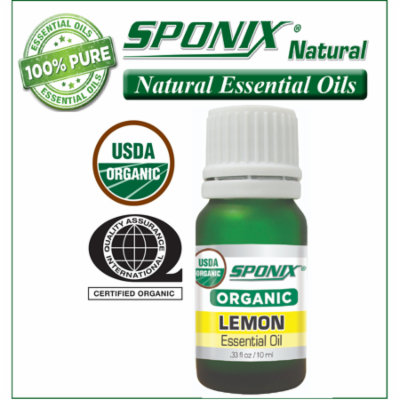 Lemon Essential Oil - USDA Certified Organic - 10 mL by Sponix - High Quality and Therapeutic Grade - 100% Pure & Natural