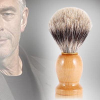 1Pc Men's Professional Wooden Beard Shaving Brush Facial Cleaning Brush Barber Salon Tool Handle Shaving Brush Faux Badger Hair Barber Beauty Tool