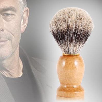1Pc Men's Professional Wooden Beard Shaving Brush Facial Cleaning Brush Barber Salon Tool Handle Shaving Brush Faux Badger Hair Barber Beauty Tool