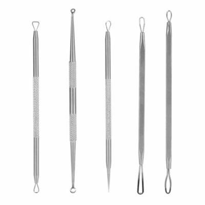 Facial Acne Treatment Skin Care Kit,5-in-1 Pimple Comedone Extractor Blackhead Removal Tool Set for Blackheads Whitehead Removing Stainless Steel Blemish Zip Popper for Nose Face Skin