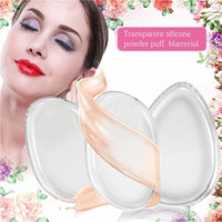 2Pcs Pack Clear Silicone Makeup Sponge Washable Clear Silisponge Cosmetic Puff Pad for Cream Liquid Foundation Applicator Essential Cosmetic Beauty Tools Blender
