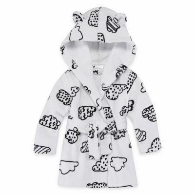 Okie Dokie Black & White Cloud Hooded Bath Robe - Baby