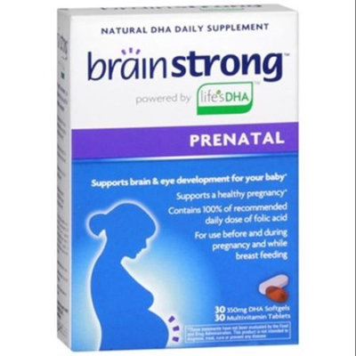 Brainstrong Prenatal 30 Multivitamin Tablets + 30 DHA Softgels per box (Pack of 2 Boxes)