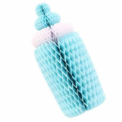 Cute Honeycomb Baby Bottle Nursing Bottle Paper Decoration for Baby Centerpieces Gift Table Decor (Blue)