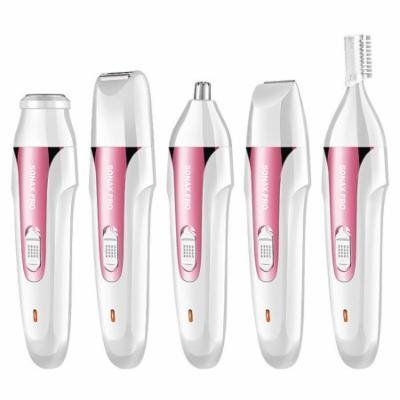 Painless Hair Remover for Women 5 in 1 Rechargeable Razors Portable Waterproof Hair Removal Epilator for Face/Legs/Arms/Eyebrow/Nose/Bikini Trimmer Body Shaver for Ladies (Pink)