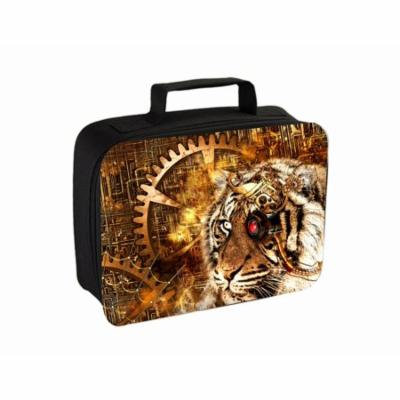 Steampunk Tiger Design Small Travel Toiletry / Cosmetic Case with 3 Compartments and Detachable Hanger