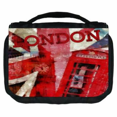 London Art Small Travel Toiletry / Cosmetic Case with 3 Compartments and Detachable Hanger