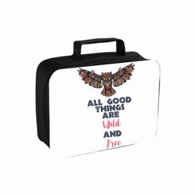 Wild And Free- Ethnic Owl Small Travel Toiletry / Cosmetic Case with 3 Compartments and Detachable Hanger
