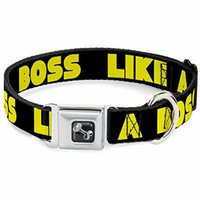 Buckle-Down Like A Boss Black Red Dog Collar Bone, Large 15-26