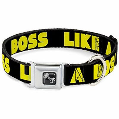 Buckle-Down Like A Boss Black Red Dog Collar Bone, Large 15-26