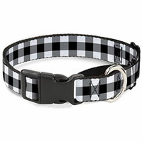 Buckle-Down Buffalo Plaid Black White Martingale Dog Collar