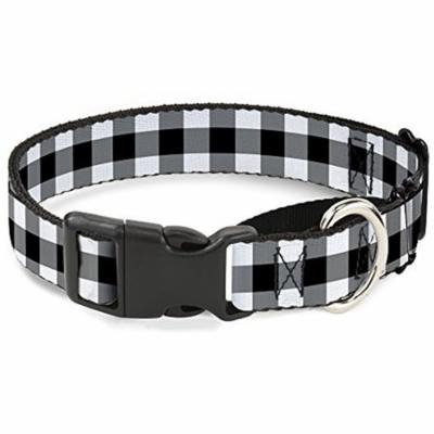 Buckle-Down Buffalo Plaid Black White Martingale Dog Collar
