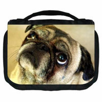 Pug Small Travel Toiletry / Cosmetic Case with 3 Compartments and Detachable Hanger