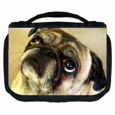 Pug Small Travel Toiletry / Cosmetic Case with 3 Compartments and Detachable Hanger