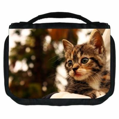 Dreamy Kitty Small Travel Toiletry / Cosmetic Case with 3 Compartments and Detachable Hanger