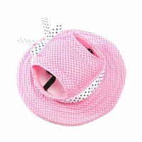 UEETEK Pet Dog Sunbonnet Mesh Porous Sun Cap Hat with Ear Holes for Small Dogs - Size S (Pink)