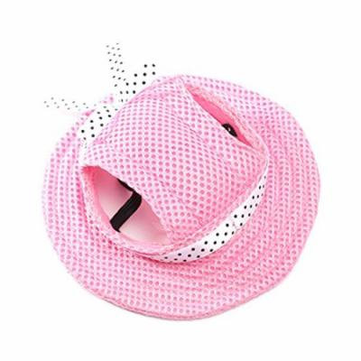 UEETEK Pet Dog Sunbonnet Mesh Porous Sun Cap Hat with Ear Holes for Small Dogs - Size S (Pink)