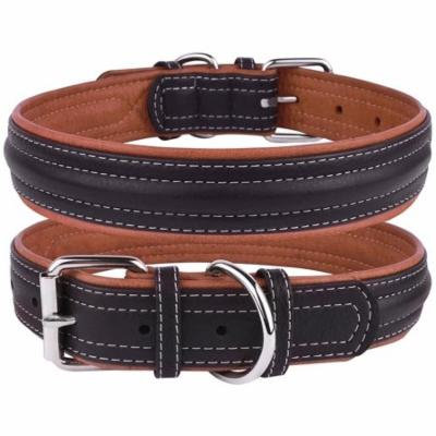 Leather Dog Puppy Collar for Small Dogs Soft Padded, Black