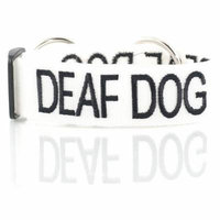 DEAF DOG White Color Coded L-XXL Semi-Choke Dog Collar (No/Limited Hearing) PREVENTS Accidents By Warning Others of Your Dog in Advance