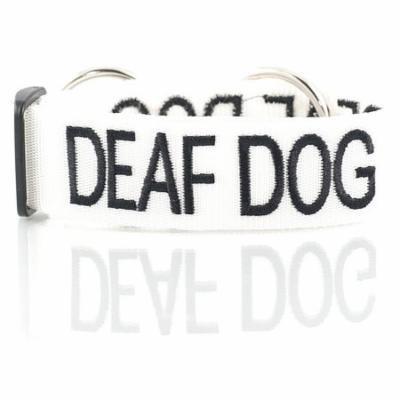 DEAF DOG White Color Coded L-XXL Semi-Choke Dog Collar (No/Limited Hearing) PREVENTS Accidents By Warning Others of Your Dog in Advance
