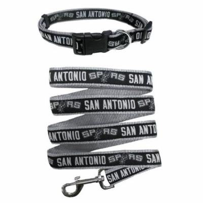 San Antonio Spurs Nylon Collar and Matching Leash for Pets (NBA Official by Pets First) Size Small