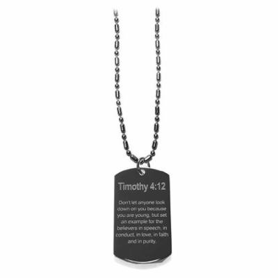 Timothy 4:12 Bible Verse - Luggage Metal Chain Necklace Military Dog Tag