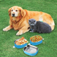 3 Tier Portable Travel Pet Food Water Bowl Set Stainless Steel Dog Cat Bento Bowls Spill Proof