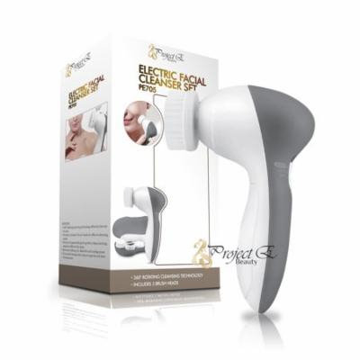 Portable Electric Facial Brush 360° Rotating Face Cleanser Travel Cleansing Brush Set with 3 Exfoliating Brush Heads For Men & Women Use