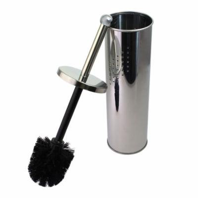 JustNile Stainless Steel Chrome Vented Toilet Bowl Brush & Holder for Deep Cleaning; Comfortable Knob Handle for Hygienic Sanitation; Slim, Compact Design with Rounded Canister for Bathroom