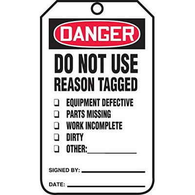 Accu Form DANGER DO NOT USE / REASON TAGGED.