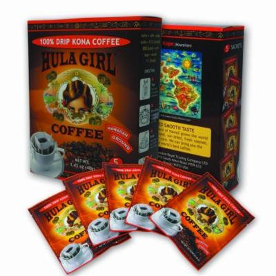Hula Girl 100% Kona Single Serve Drip Coffee - Box of 5 Sachets