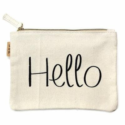 StylesILove 100% Cotton Multi-use Makeup Cosmetic Travel Clutch Pouch Bag (Hello)