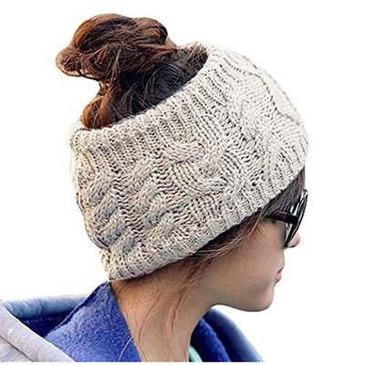 JOVANA Winter Warm Twist knitting wool hat headgear Women's Ladies Korea Knit Crochet flora Twist Style Headband Head Wrap (Beige)