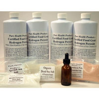 4 Quarts certified 35% Food Grade Hydrogen Peroxide as recommended in The One Minute Cure +FREE dropper bottle +FREE 4 ounces each: Himalayan & Dead Sea Salt, Spanish & Mediterranean Sea Salts