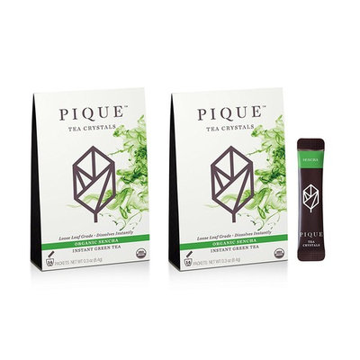 Pique Organic Sencha Japanese Green Tea Crystals, Antioxidants, Energy, Gut Health, 28 Single Serve Sticks (Pack of 2)