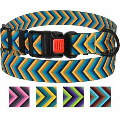 Nylon Dog Collar Adjustable Collars for Large Dogs with Buckle, Yellow/Blue